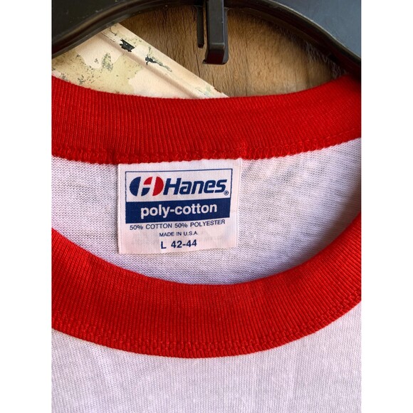 70s-80s Peninsula Oilers Baseball autographed - white and red cotton tee size L - Picture 4 of 8